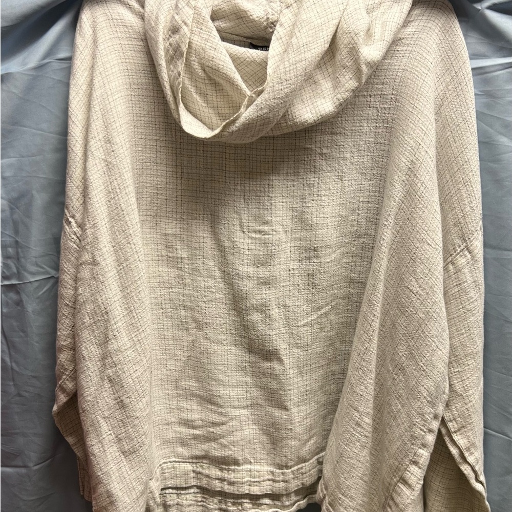 Cozy Cream with Grey lines Slump shoulder shirt